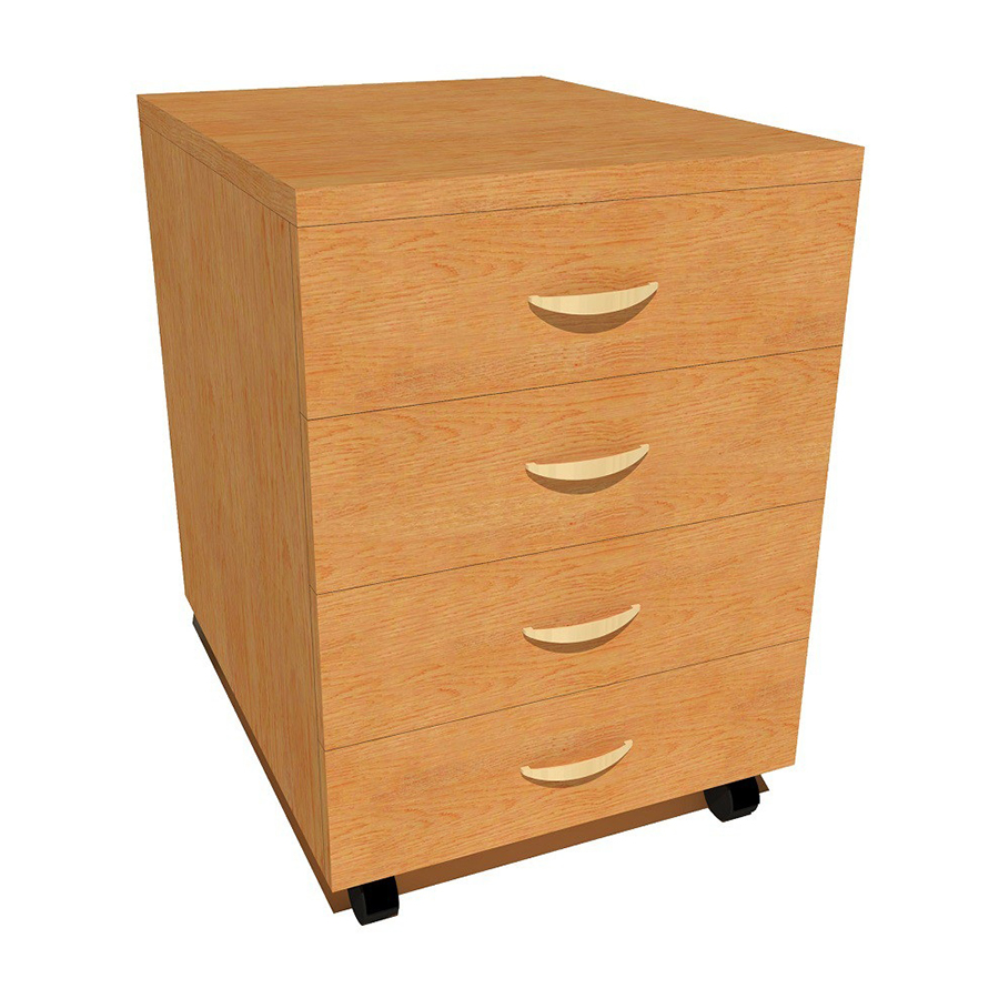 Тумба офисная выкатная на 4 ящика ЛБ 12.2