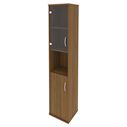 Шкаф высокий узкий левый (1 низкая дверь ЛДСП, 1 низкая дверь стекло) А.СУ-1.4 Л