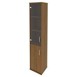 Шкаф высокий узкий левый (1 низкая дверь ЛДСП, 1 средняя дверь стекло) А.СУ-1.2 Л