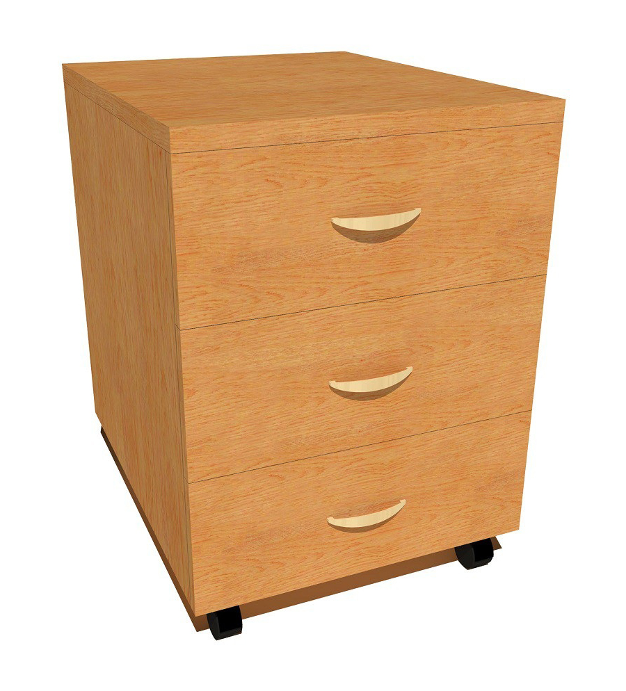 Тумба офисная выкатная на 3 ящика ЛБ 12.1