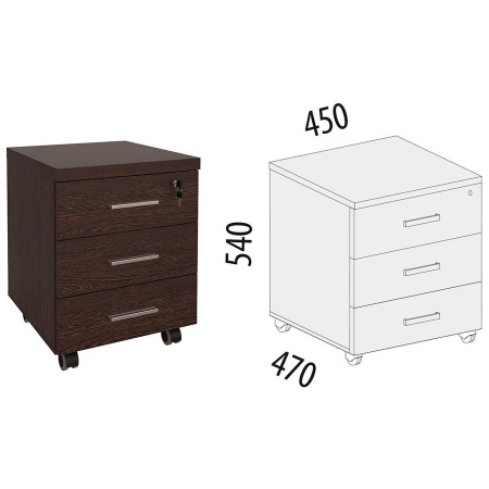 Тумба офисная 3 ящика с замком 21.05