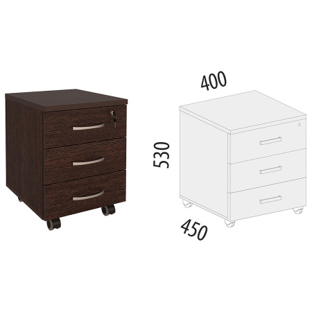 Тумба офисная 3 ящика с замком 83.10