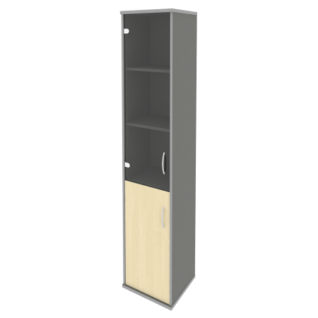 Шкаф высокий узкий левый (1 низкая дверь ЛДСП, 1 средняя дверь стекло) А.СУ-1.2 Л