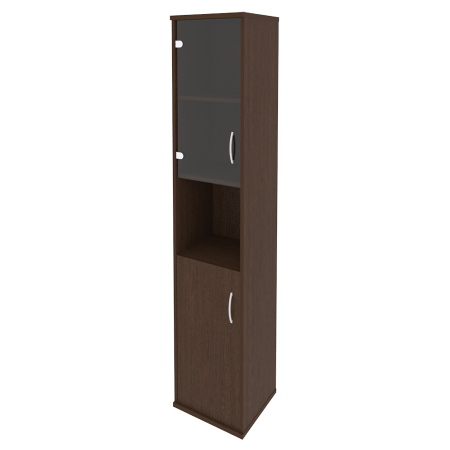 Шкаф высокий узкий левый (1 низкая дверь ЛДСП, 1 низкая дверь стекло) А.СУ-1.4 Л