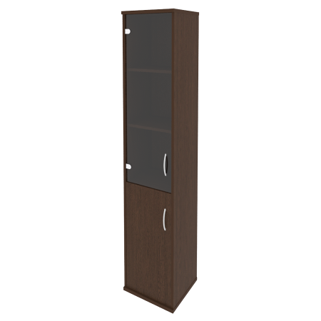 Шкаф высокий узкий левый (1 низкая дверь ЛДСП, 1 средняя дверь стекло) А.СУ-1.2 Л